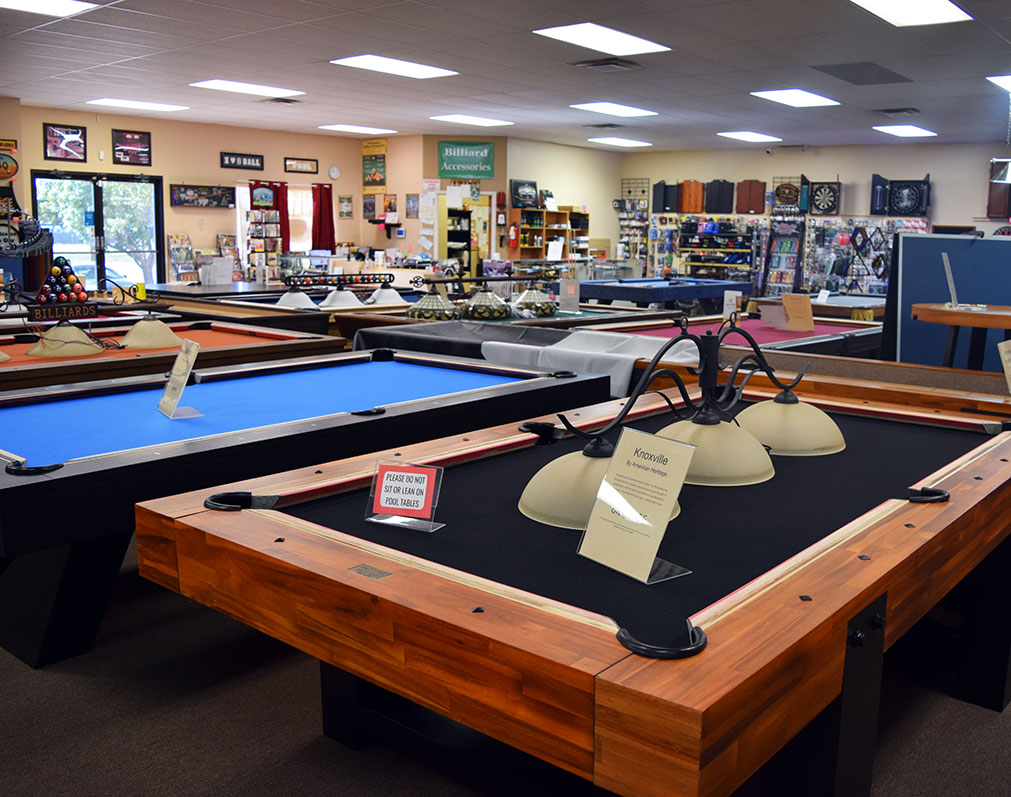 Dark wood pool table